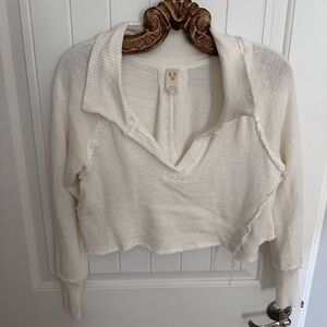 We The Free White Textured Knit crop Top